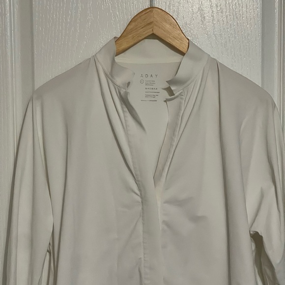 ADAY Something Borrowed Shirt Technical Silk Machine Wash UPF 50+ Wrinkle Free L - Picture 8 of 11